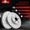 YXPCARS Ceramic Front Brakes Pad and Rotors Drilled Slotted Vented