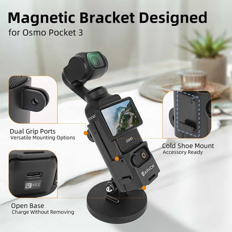 ARVOK Magnetic Holder Stand for DJI Osmo Pocket 3 Accessories,