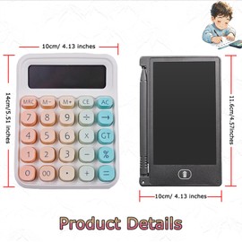 Colorful Electronic Calculator with 4.4 Inch LCD Erasable Writing Tablet, 12 Digit Large LCD Display and Big Round Buttons Candy-Colored Desktop Calculator for Office,School,Home,Business