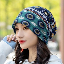 Winter Multifunctional Scarf & Multipurpose Pile Cap: Ethnic Knitted Head Pullover Free Size / Wool Loop Style - Gray 3ea