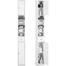 GT-WH-66701-VJ Tall Bathroom Storage Cabinet, Small, White
