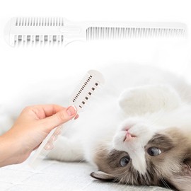 Shanrya Pet Hair Trimmer Comb, Pet Hair Cutting Comb, Pet Split End Trimmer, Pet Hair Cutting Tools, Grooming Razor Thinning Dog Cat Floating Hair Remover with 5 Blades