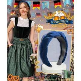 DIRNDLSTERN Women's Braided Costume Headband - Hair Accessories Headband Dirndl Velvet Oktoberfest Accessories Dark Blue