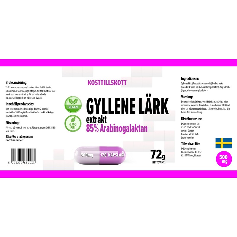 Hepatica Arabinogalactan (Larch Tree Extract) 500 mg 120 Vegan Capsules,