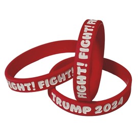 3 Pack TRUMP 2024 FIGHT! FIGHT! FIGHT! Debossed Rubber Bracelets - Quality Thick Silicone Wristbands (Large (8" 202mm))
