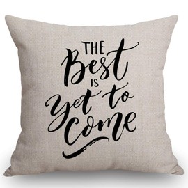 SSOIU Motivational and Inspirational Quote Throw Pillow Cover - The Best is Yet to Come Farmhouse Decorative Throw Pillow Covers for Sofa Couch Home Decoration 18x18 inches