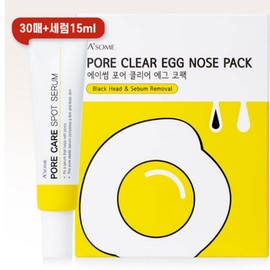 Asome Blackhead Nose Sebum Removal Pore Egg Nose Pack 30 sheets + Serum / 에이썸 블랙헤드 코피지 제거 모공 에그 코팩 30매 + 세럼
