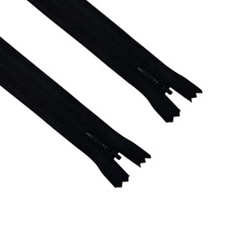 ANPURZII 2PCS #3 6 Inch Black Invisible Zippers for Sewing Skirts, Nylon Coil Bulk Zippers for Pocket, Pillow(Black 6" 2PCS)