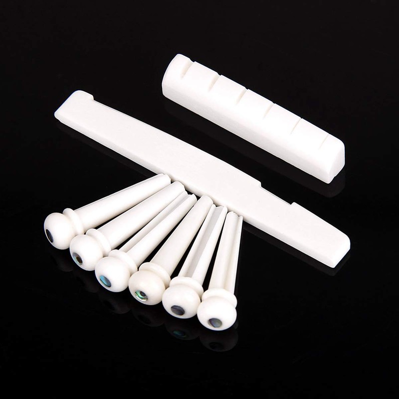 Alnicov Guitar String End Bone Nut and Nut Abalone Pins