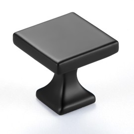LECHYN Matte Black Kitchen Cabinet Knob, 10 Pack 1-1/16 Inch(27MM), Modern Square Flat Hardware Knob and Pull for Dresser Drawer Cabinet Bifold Door Bathroom Vanity Farmhouse Closet Cupboard
