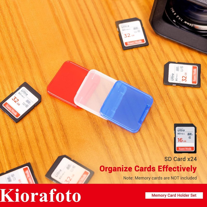 Kiorafoto 24PCS Estuche De Plástico Transparente Multicolor para Tarjetas SD