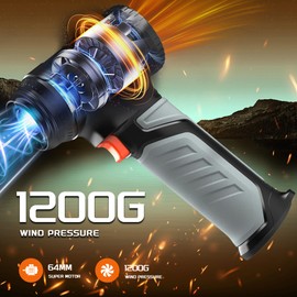 JUFINX Leaf Blower Cordless-Compressed Air Duster with 64mm Motor,1200G Wind Pressure,3000mAh*8 Battery 756W,Stepless Speed-Portable Leaf Blower for Snow,Leaves,Car Cleaning-Garden Tool-Electric Tool