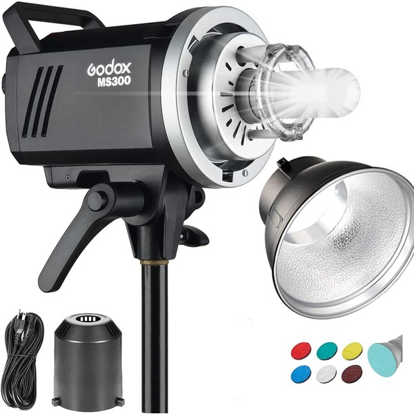 Godox MS300 300W Wireless Studio Flash for Strobe Light Photography with Bowens Mount and Godox Flash Capability at 5600K CCT
