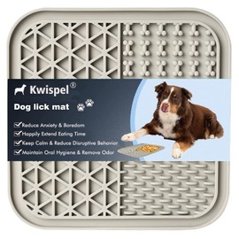 Kwispel Lick Mat for Dogs, Dog Lick Mat with Suction Cups for Anxiety, Peanut Butter Dog Licking Mat Slow Feeder Dispensing Treater Lick Pad for Dogs Cats Grooming Bathing and Training (Grey)