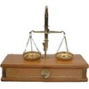 brass weighing scales 50gram wooden box with draw for weights