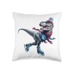 T-Rex Ice Skating Wearing Ski Goggles T-Rex Ice Skating Throw