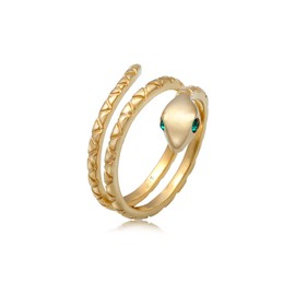 Elli Pinky Modern Women's Snake Ring with Crystals in 925 Sterling Silver Gold-Plated, Glass