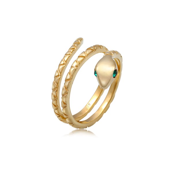 Elli Pinky Modern Women's Snake Ring with Crystals in 925