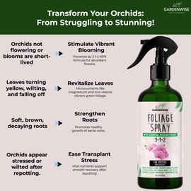 GARDENWISE Premium Orchid Plant Food Mist – Orchid Fertilizer Spray – Orchid Food Fertilizer for Blooming – Orchid Plant Care Formula 3-1-2 – Ready-to-Use (16 OZ)