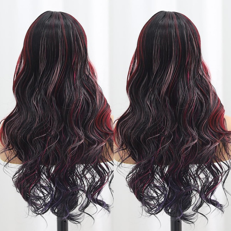 SISIFIRE Synthetic Wavy Wig Ombre Half Blue Small Lace Front