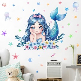ANHUIB Mermaid Wall Sticker Decoration