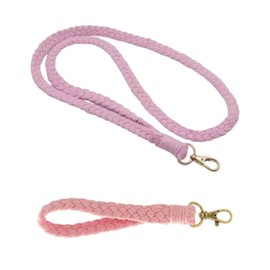 YSDYY 2 Pieces Of Pink Lanyard, Hand-Woven Lanyard, Simple And Versatile Lanyard, Suitable For Keys, Business Cards, And Work Cards