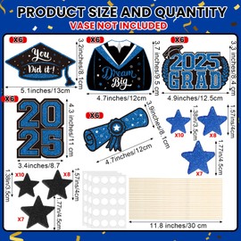 Amyhill 80 Pcs Graduation Decoration 2025 Graduation Table Centerpieces Sticks Sparkling Congrats Grad Table Toppers Class of 2025 for Party Centerpieces Decorations Favors Supplies(Blue,Black)