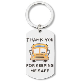 Bus Driver Appreciation Gifts Keychain for Men Women Thank You Gifts for School Bus Drivers Retirement Birthday Christmas Gifts for Him Her - Thank You for Keeping Me Safe Keychains