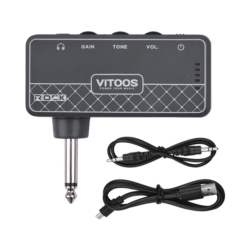 VITOOS ROCK Guitar Headphone Amplifier Amp 1/4 Inch Plug 3.5mm