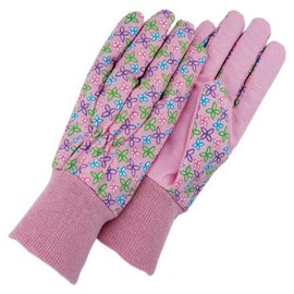 Magid G103T Knit Wrist Simply Pastel Floral Canvas Glove with Dots