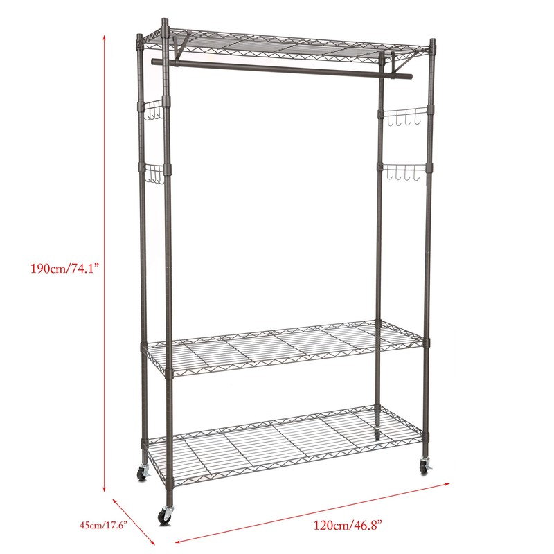 Oliote Rod Garment Rack 3 Tier Metal Wire Shelving Hang