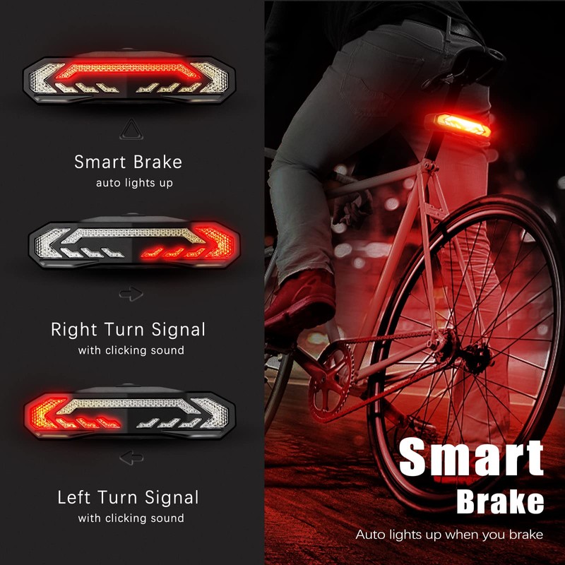 WSDCAM Smart Bike Tail Light with Turn Signals and Rear