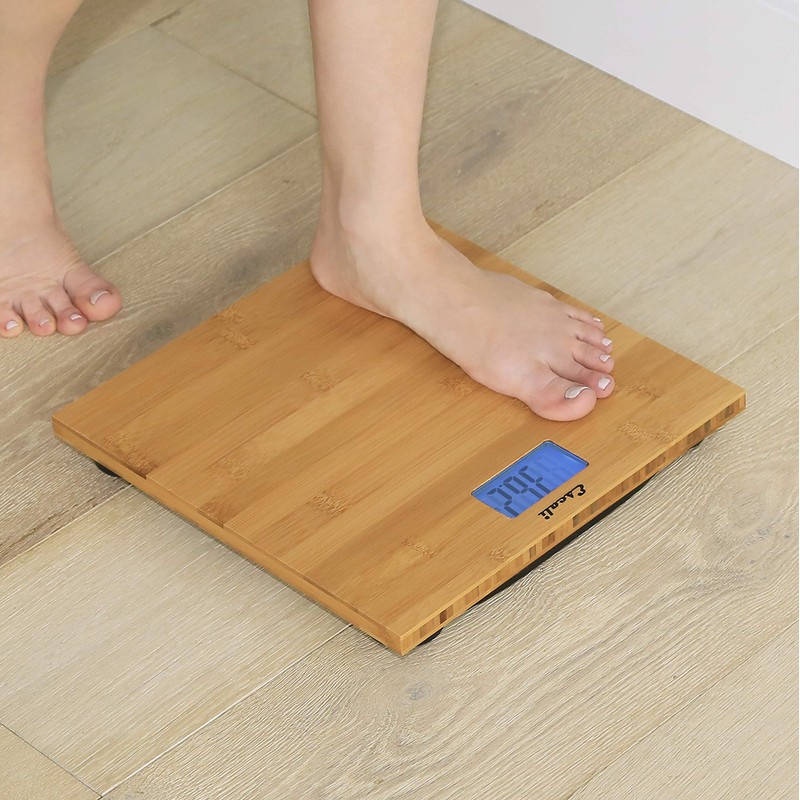 Escali Bamboo Digital Electronic Bathroom Scale for Body Weight, Bath