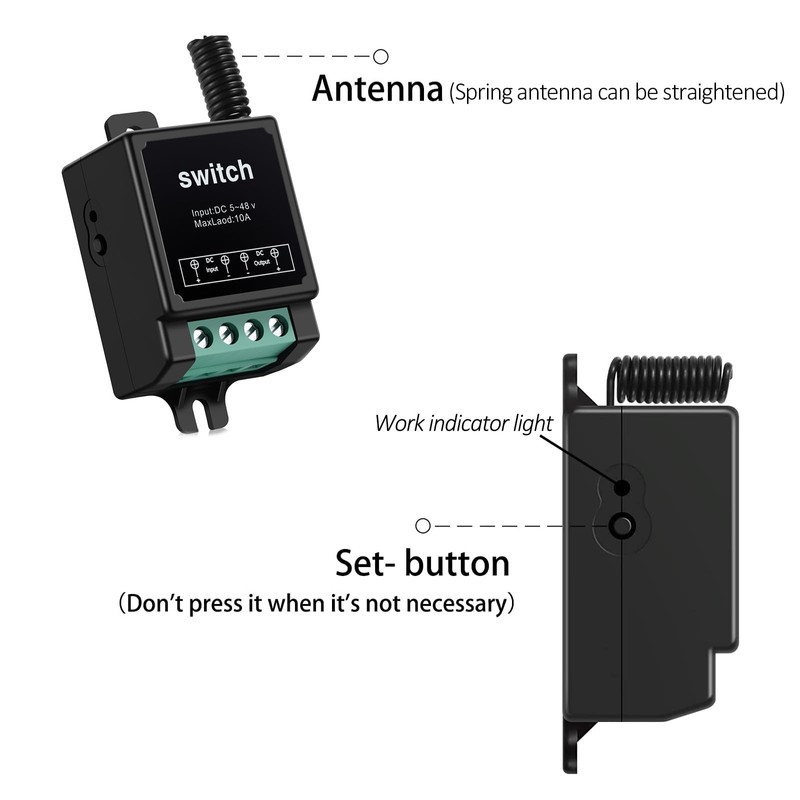 SRDKG Mini12v Remote Control Switch,12v Wireless Remote Switch with10a Relay,