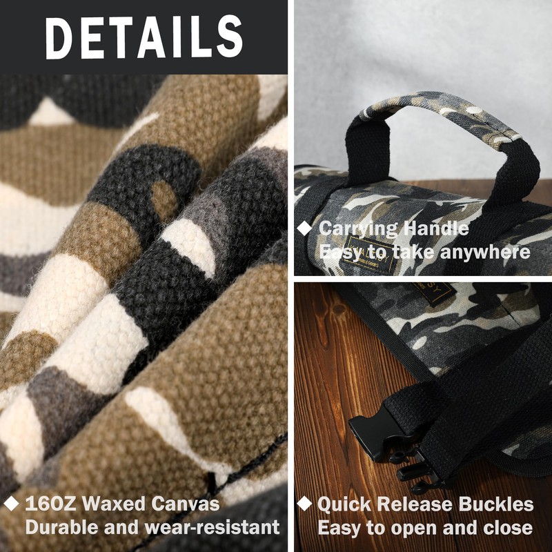 Tool Roll Bag Organizer, Heavy Duty 16OZ Waxed Canvas Roll