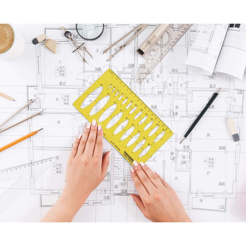 Traceease Geometric Drafting Ellipse Template Drawing Stencil, Designing Template Measuring
