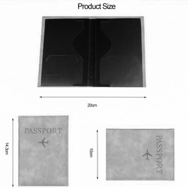 Generisch Passport Holder, Set of 2 PU Leather Passport Holder with RFID Protection Function, Suitable for Passport, Credit Cards, ID Card, Boarding Pass, Business Cards (Grey + Blue), grey + blue