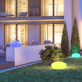 Blibly Solar Garden Lights Outdoor Glow Cobblestone Shape Lamp Garden Decor Light-White & RGB Light Waterproof Landscape Night Lights for Lawn/Patio/Path 1pc