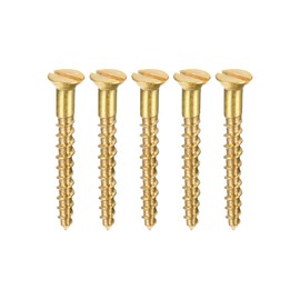 sourcing map Wood Screws M2 x 16mm Slotted Flat Head Brass Self-Tapping Screw 100 Pcs