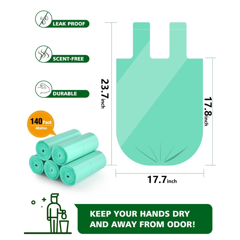 AYOTEE Biodegradable 4 Gallon Compostable Trash Bags, 140 Count, Unscented,