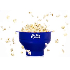 The Original Proper Popper Microwave Popcorn Popper, Silicone Popcorn Maker, Collapsible Bowl BPA Free & Dishwasher Safe - (Blue)