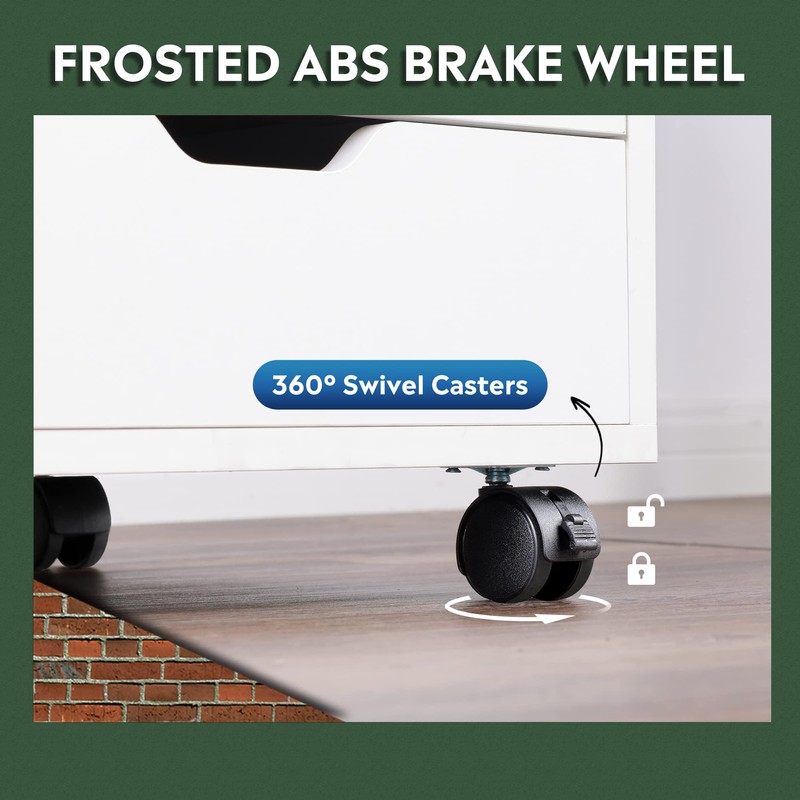 DEVAISE 5-Drawer Wood Dresser Chest with Door, Mobile Storage Cabinet,