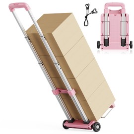 YADUFA Mini Small Folding Hand Truck Dolly with 2 Tank Wheels, Expandable Base Plate Utility Luggage Cart with 1 Elastic Ropes, Portable Dolly Cart for School Travel Office Moving