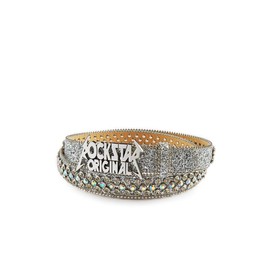 Silas Rockstar Silver Logo Belt - Size: 40, Color: Silver