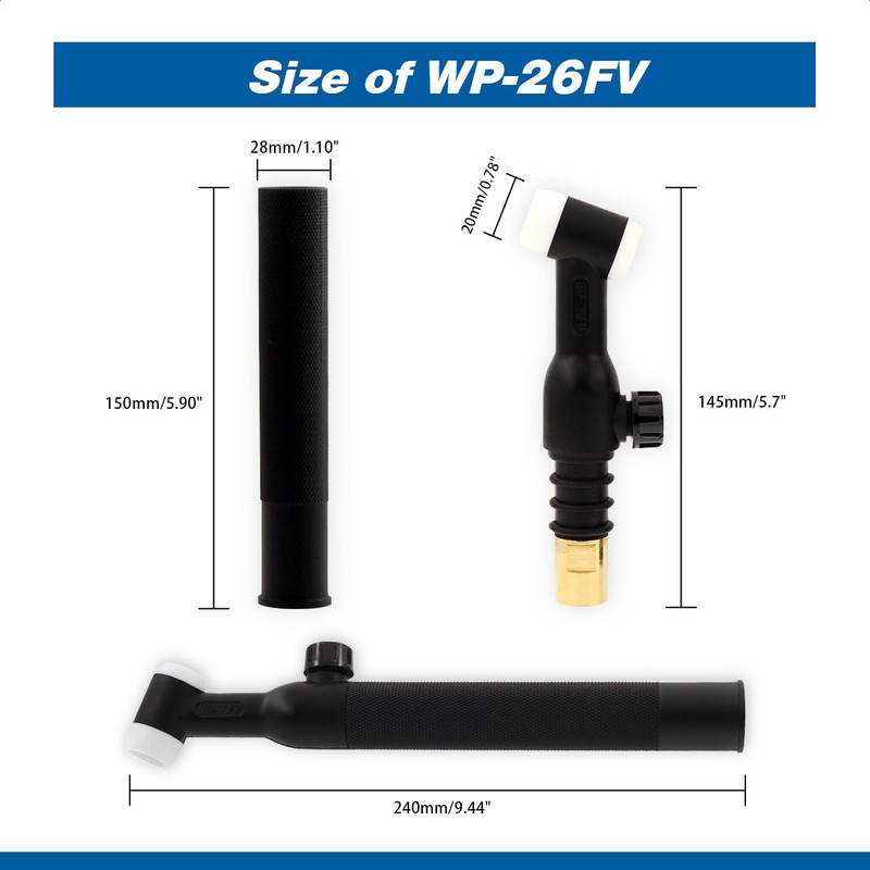 PLAXCON WP-26FV TIG Welding Torch Head Flexible & Valve Air-Cooled