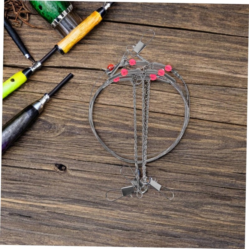 NOLITOY 5pcs Fishing Wire Leaders with Swivels Snaps Durable Tackle