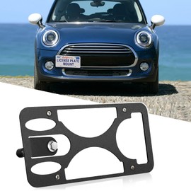 No Drill Front Bumper License Plate Mount Compatible with Mini Cooper (F56) 2014-2021 Front Tow Hook License Plate Mounting Bracket Holder Car License Plate Frames Accessories Kit