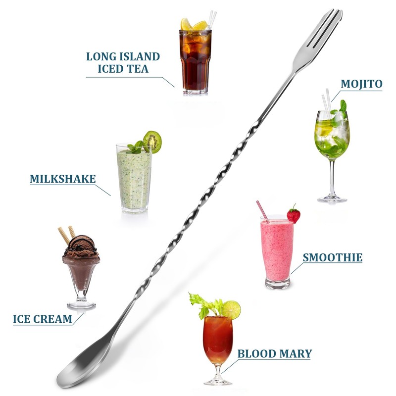 Bar Spoons, Cocktail Mixing Spoons, Stainless Steel Long Handle, Cocktail