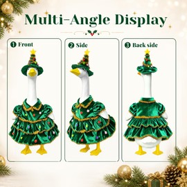 23" Christmas Tree Porch Goose Outfits, Xmas Tree Goose Costume with Hat