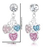 Women’s Sterling Silver Heart-Shaped Stud Earrings Hypoallergenic Sparkling Colorful Cubic